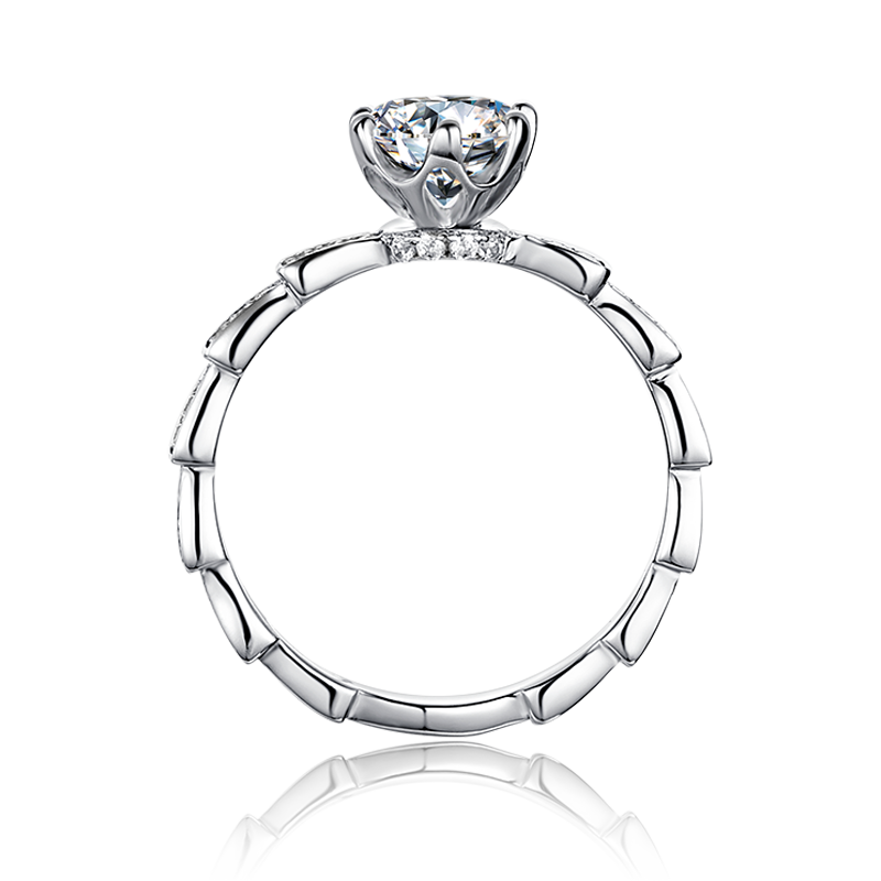 [Serpenti Snake] Straight Arm luxury pavé 1 carat D Color Moissanite Ring in Sterling Silver