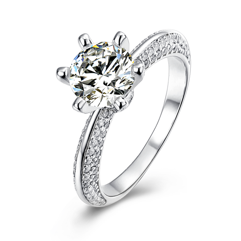 [My Half] Straight Arm luxury-paved 1 carat D Color Moissanite Ring in Sterling Silver