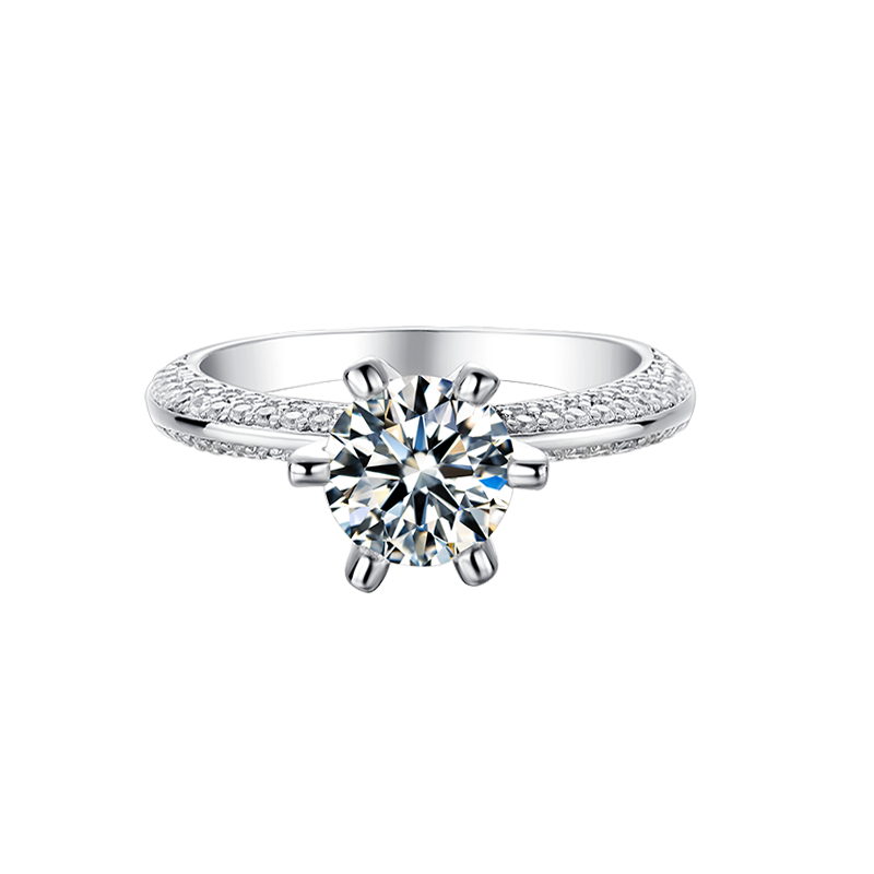 [My Half] Straight Arm luxury-paved 1 carat D Color Moissanite Ring in Sterling Silver