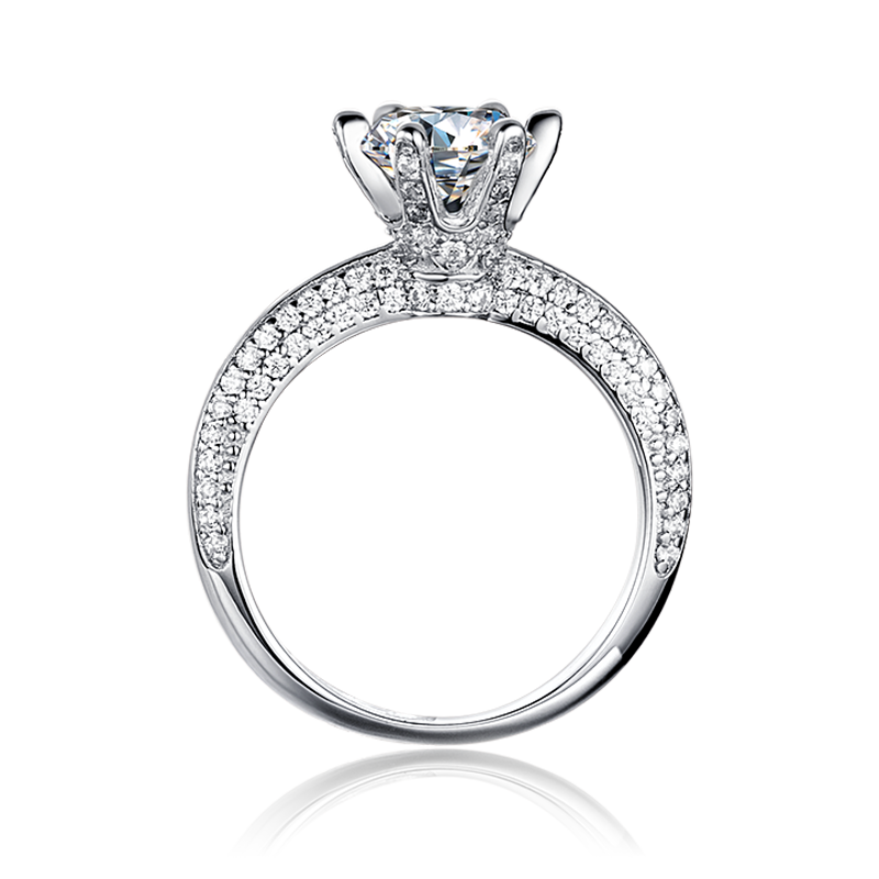 [My Half] Straight Arm luxury-paved 1 carat D Color Moissanite Ring in Sterling Silver
