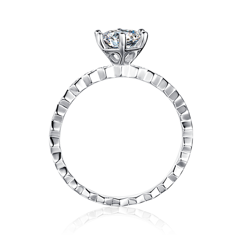 [The Honeycomb] Straight Arm Micro-paved 1 carat D Color Moissanite Ring in Sterling Silver