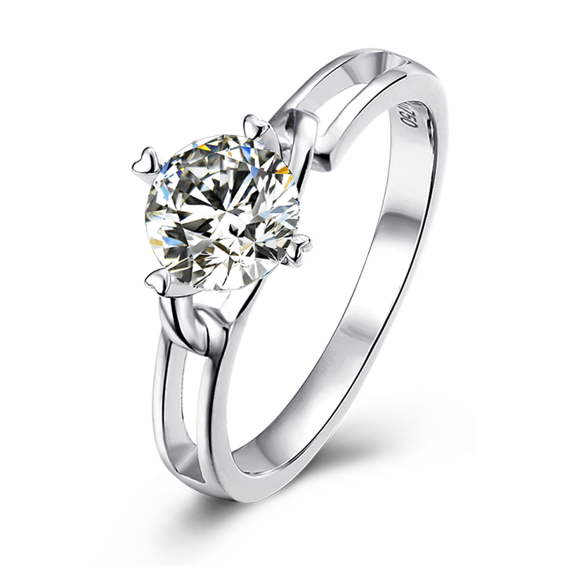 [The Twisted Floral] Straight Arm Hollow 1 carat D Color Moissanite Ring in Sterling Silver