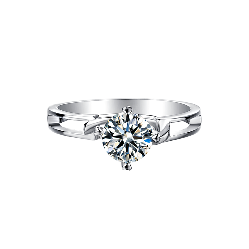 [The Twisted Floral] Straight Arm Hollow 1 carat D Color Moissanite Ring in Sterling Silver