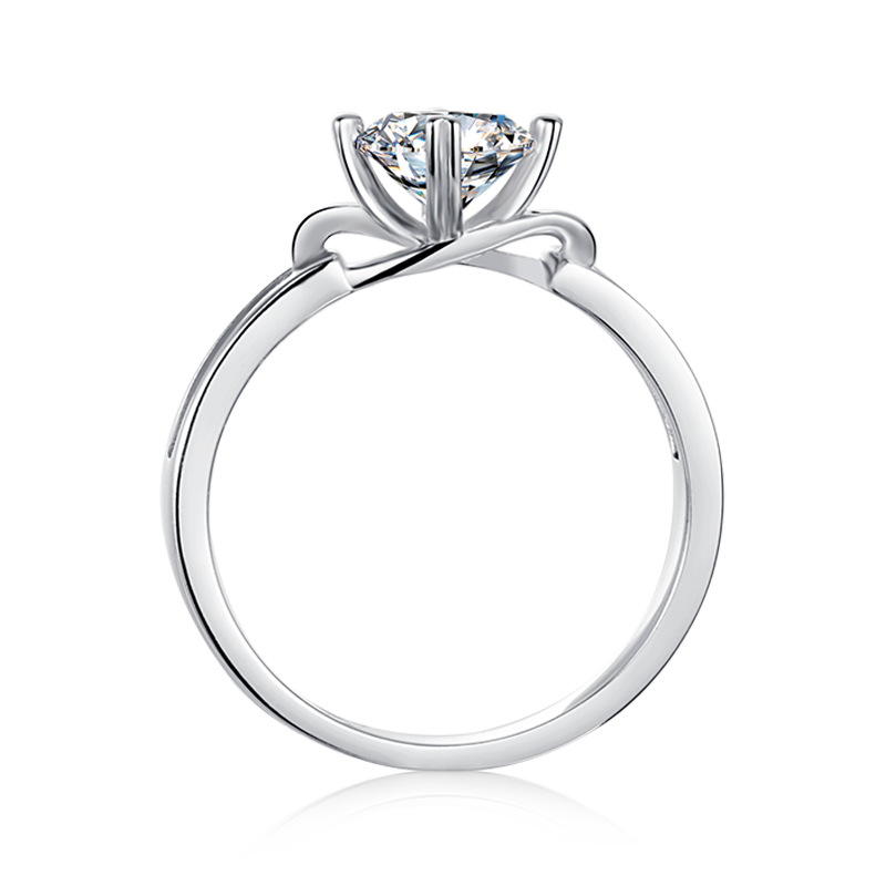[The Twisted Floral] Straight Arm Hollow 1 carat D Color Moissanite Ring in Sterling Silver