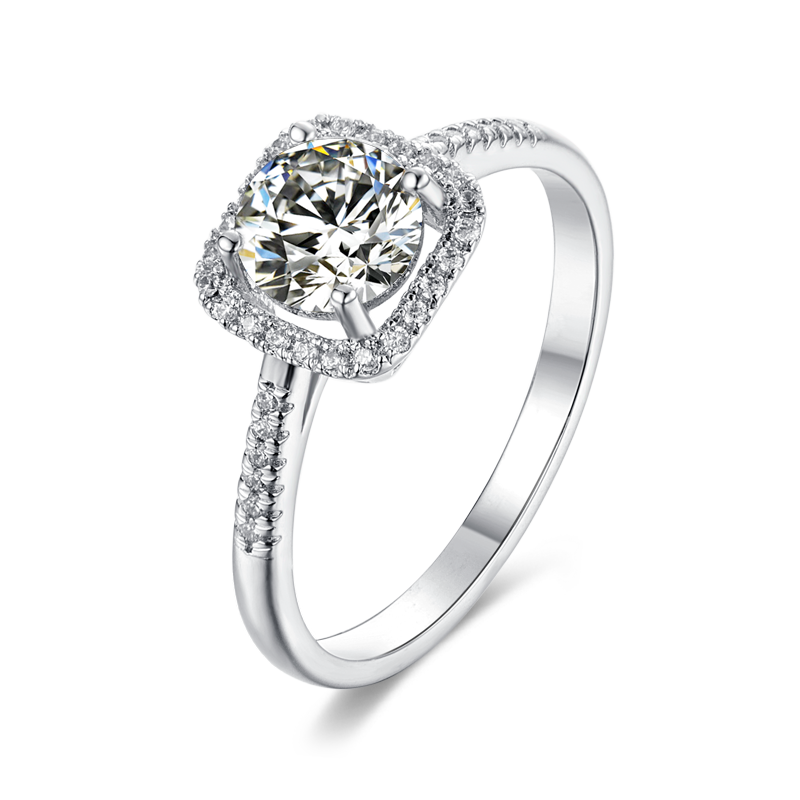 [Mutuality] Straight Arm Micro-paved 1 carat D Color Moissanite Ring in Sterling Silver