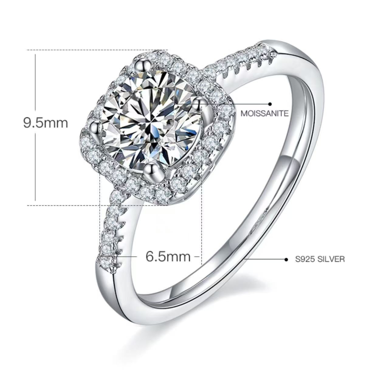 [Mutuality] Straight Arm Micro-paved 1 carat D Color Moissanite Ring in Sterling Silver