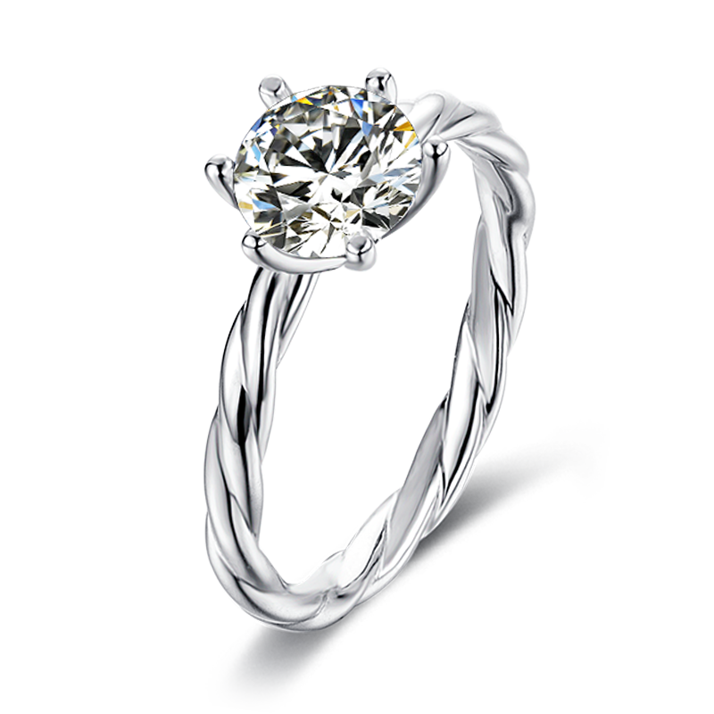 [The Vine] Straight Arm 1 carat D Color Moissanite Ring in Sterling Silver