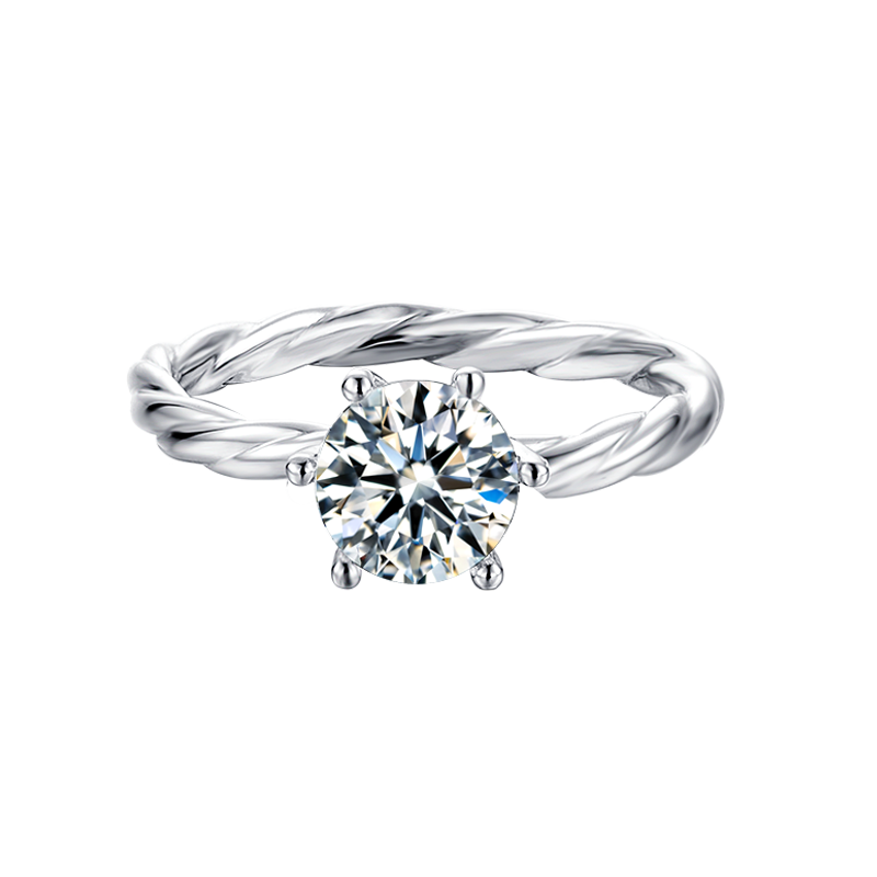 [The Vine] Straight Arm 1 carat D Color Moissanite Ring in Sterling Silver