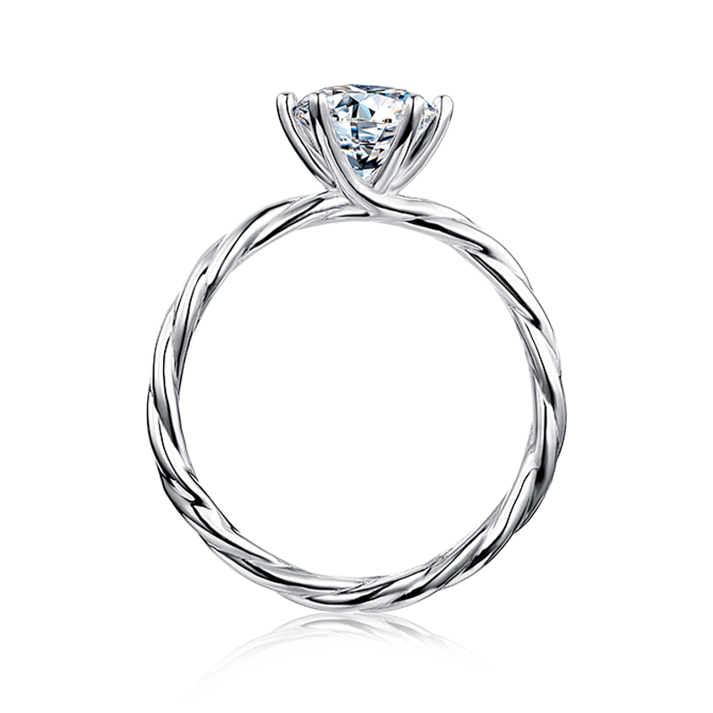 [The Vine] Straight Arm 1 carat D Color Moissanite Ring in Sterling Silver