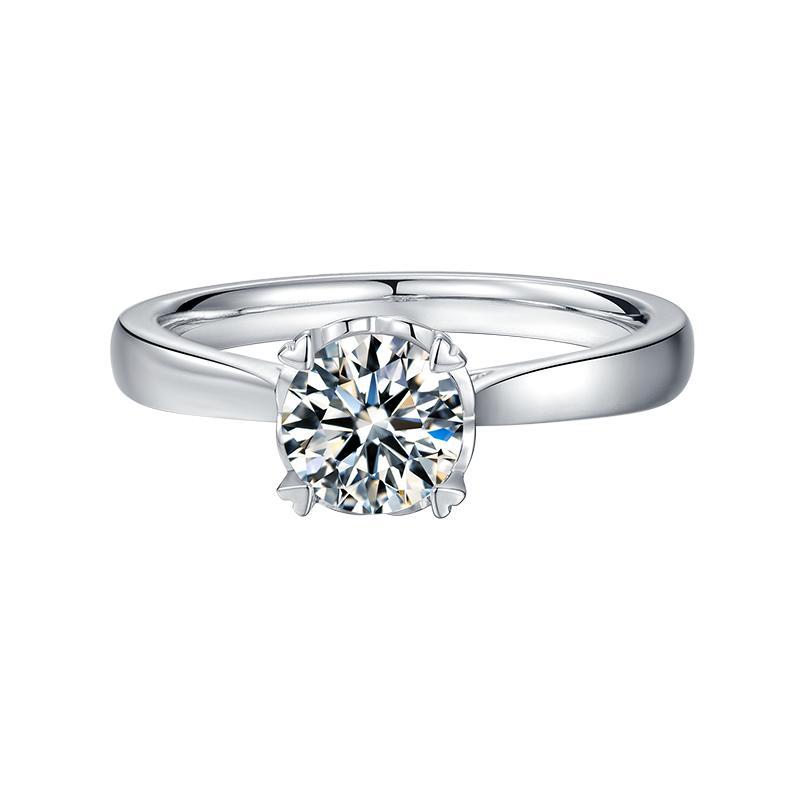 [The Heart] Straight Arm Four Claws 1 carat D Color Moissanite Ring in Sterling Silver