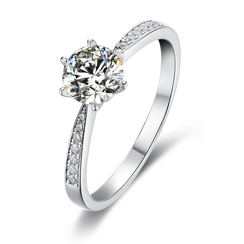 [Dynamic] Straight Arm Micro-paved 1 carat D Color Moissanite Ring in Sterling Silver