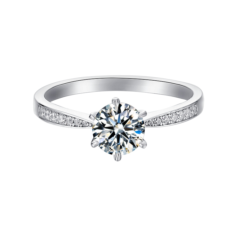 [Dynamic] Straight Arm Micro-paved 1 carat D Color Moissanite Ring in Sterling Silver