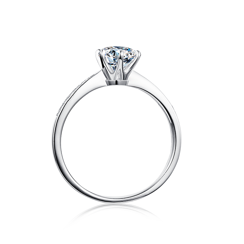 [Dynamic] Straight Arm Micro-paved 1 carat D Color Moissanite Ring in Sterling Silver