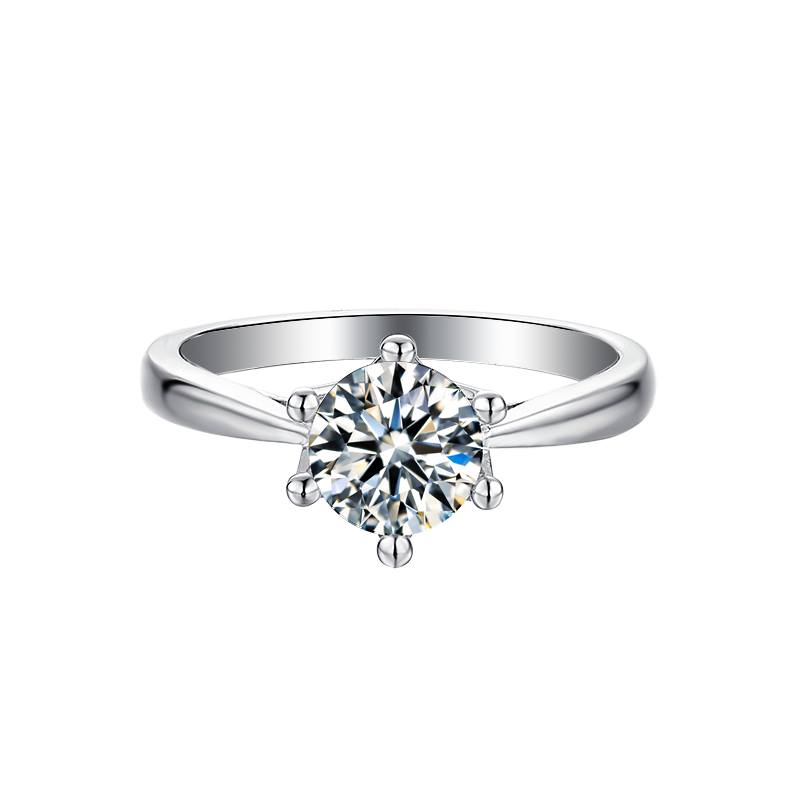 [The Crown] Straight Arm 1 carat D Color Moissanite Ring in Sterling Silver