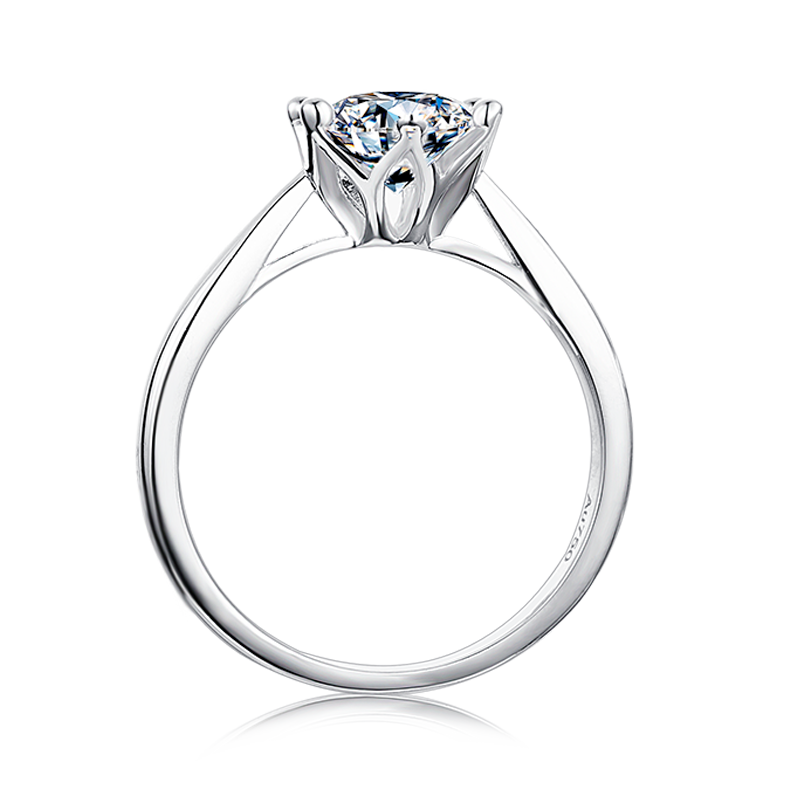[The Crown] Straight Arm 1 carat D Color Moissanite Ring in Sterling Silver