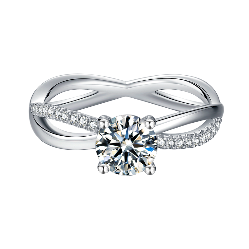 [Cerebrations] Doubled Arms 1 carat D Color Moissanite Ring in Sterling Silver
