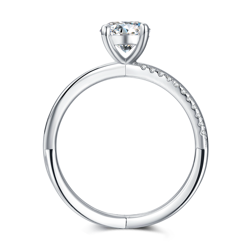 [Cerebrations] Doubled Arms 1 carat D Color Moissanite Ring in Sterling Silver