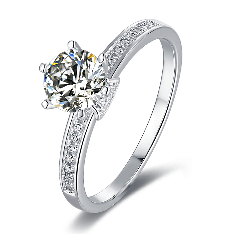 [Wishes] Straight Arm Micro-paved 1 carat D Color Moissanite Ring in Sterling Silver