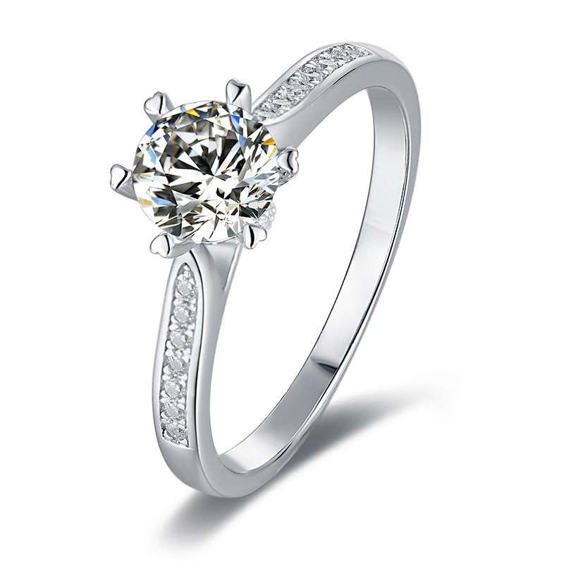 [Turn of Fortune] Straight Arm Micro-paved 1 carat D Color Moissanite Ring in Sterling Silver
