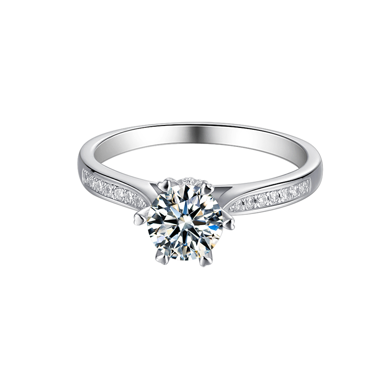 [Turn of Fortune] Straight Arm Micro-paved 1 carat D Color Moissanite Ring in Sterling Silver