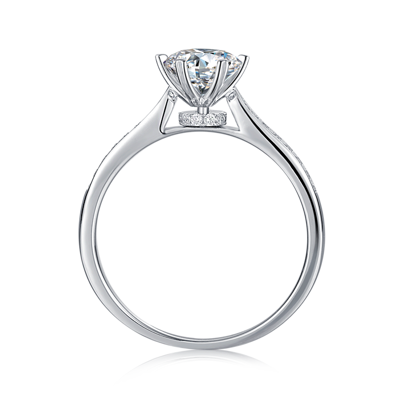 [Turn of Fortune] Straight Arm Micro-paved 1 carat D Color Moissanite Ring in Sterling Silver