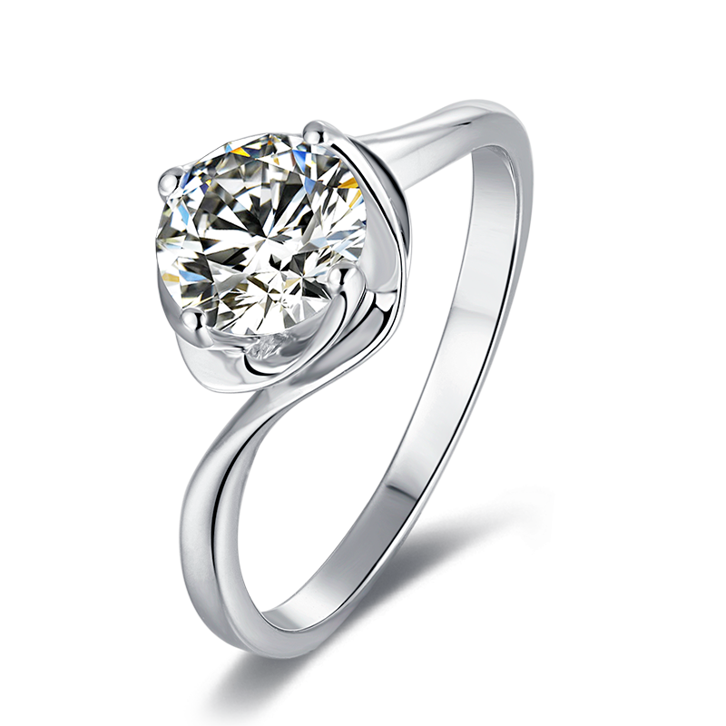 [Flower Bud] Twisted Arm 1 carat D Color Moissanite Ring in Sterling Silver