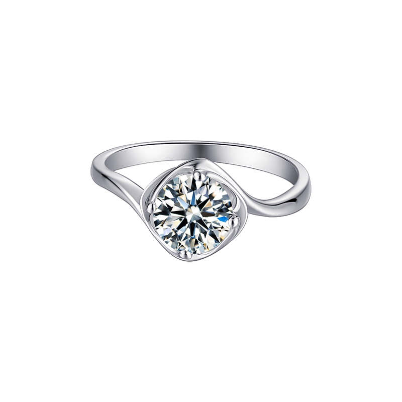 [Flower Bud] Twisted Arm 1 carat D Color Moissanite Ring in Sterling Silver
