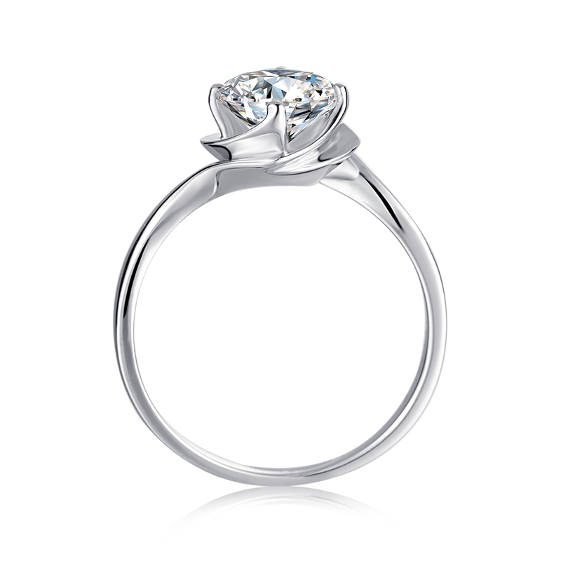 [Flower Bud] Twisted Arm 1 carat D Color Moissanite Ring in Sterling Silver