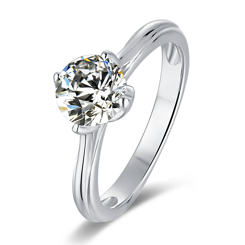 [The Lotus] Straight Arm 1 carat D Color Moissanite Ring in Sterling Silver