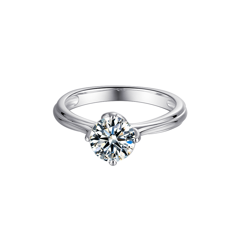 [The Lotus] Straight Arm 1 carat D Color Moissanite Ring in Sterling Silver