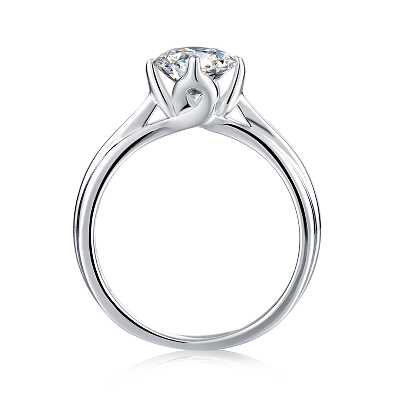 [The Lotus] Straight Arm 1 carat D Color Moissanite Ring in Sterling Silver