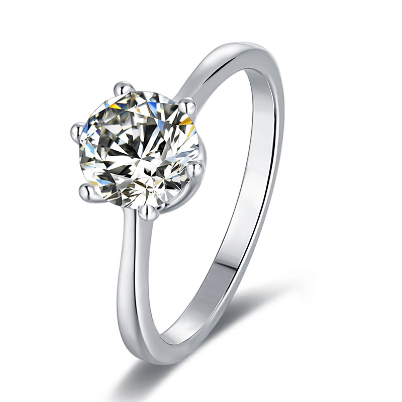 [Sweetness] Straight Arm Six Claws 1 carat D Color Moissanite Ring in Sterling Silver