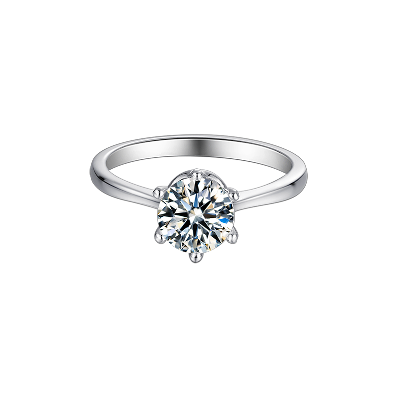 [Sweetness] Straight Arm Six Claws 1 carat D Color Moissanite Ring in Sterling Silver
