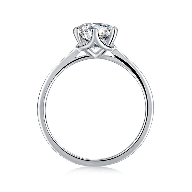 [Sweetness] Straight Arm Six Claws 1 carat D Color Moissanite Ring in Sterling Silver