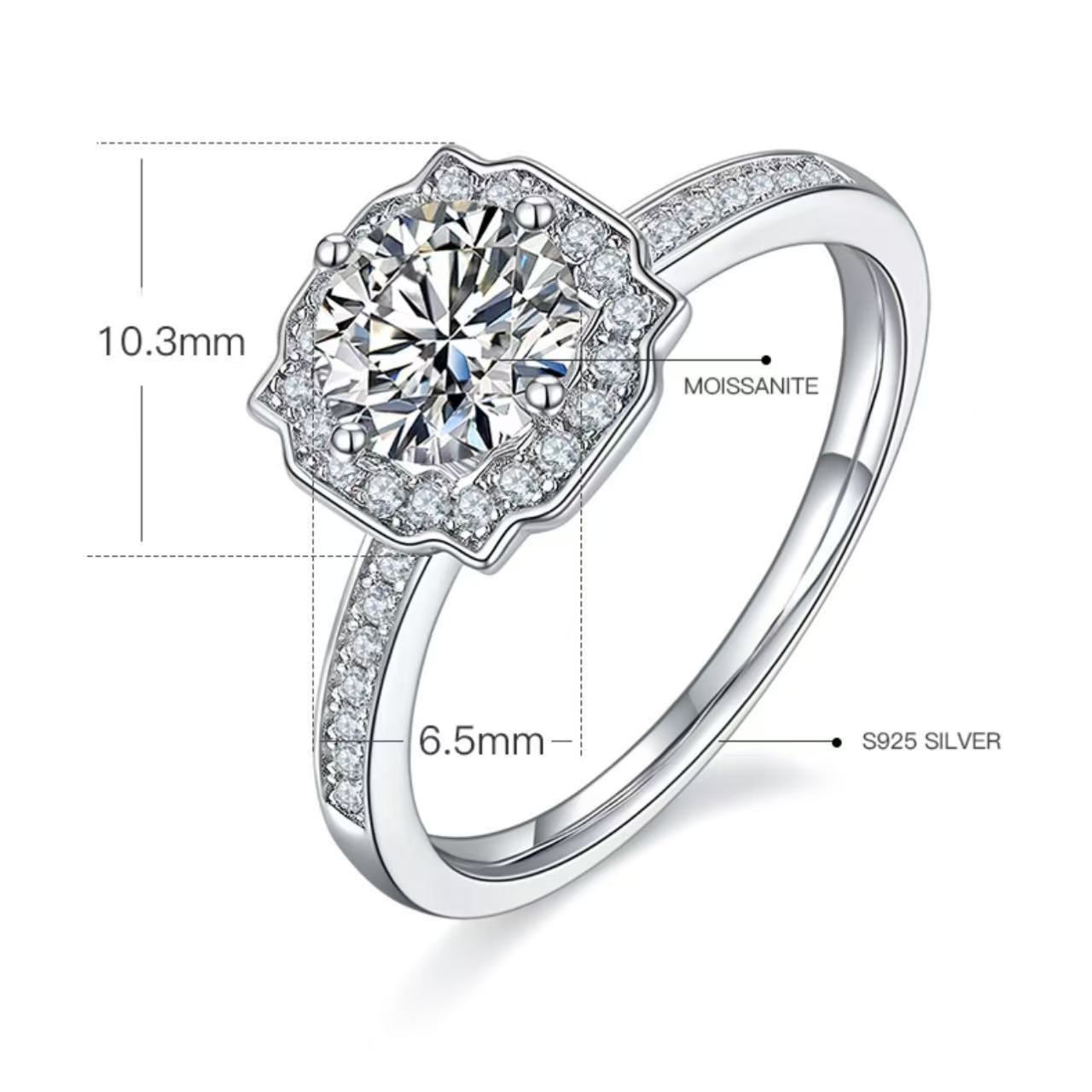 [Auspiciousness] Straight Arm Micro-paved 1 carat D Color Moissanite Ring in Sterling Silver