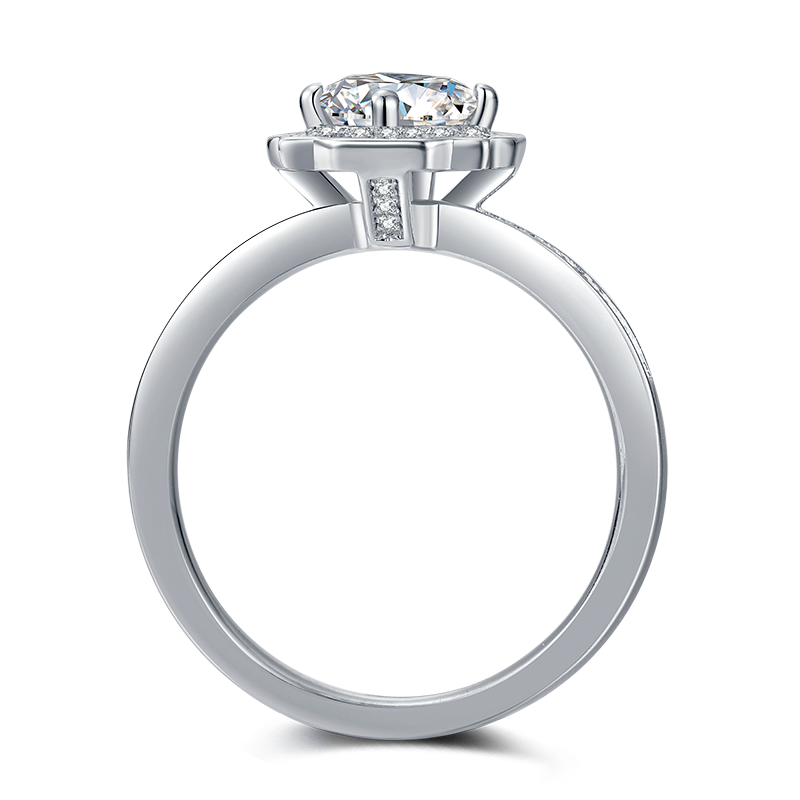 [Auspiciousness] Straight Arm Micro-paved 1 carat D Color Moissanite Ring in Sterling Silver