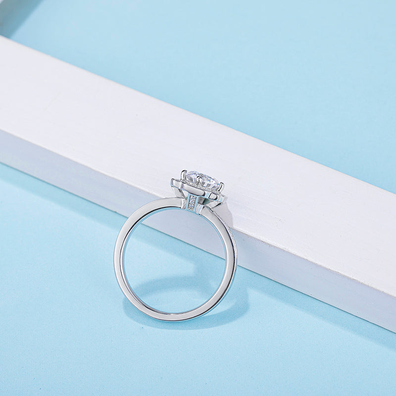 [Auspiciousness] Straight Arm Micro-paved 1 carat D Color Moissanite Ring in Sterling Silver