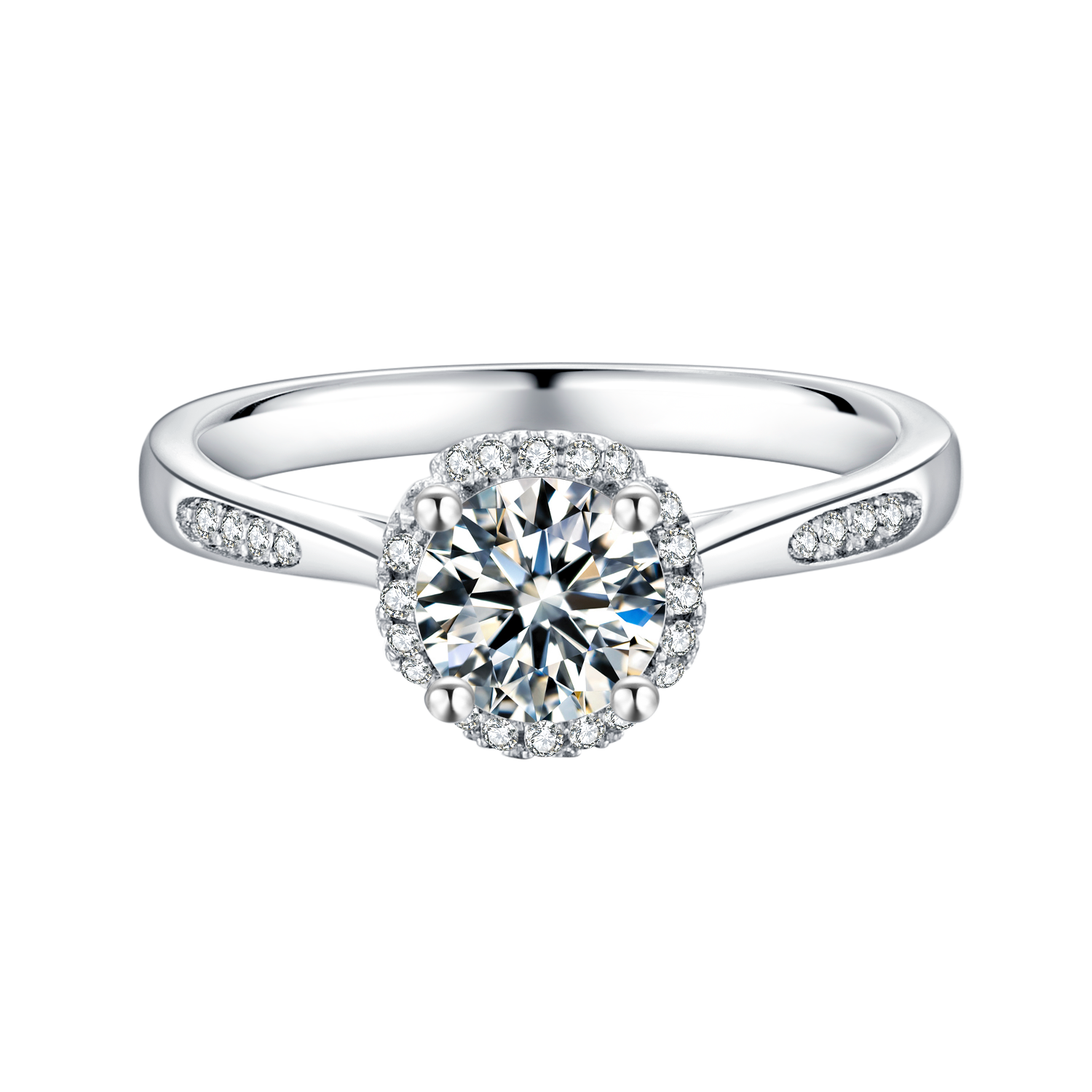 [Blossoming] Straight Arm Micro-paved 1 carat D Color Moissanite Ring in Sterling Silver