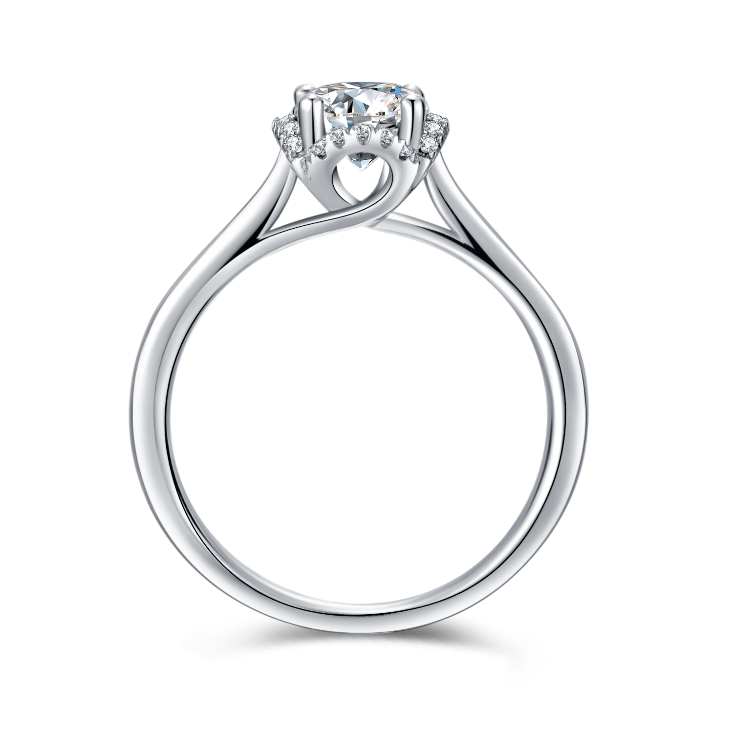 [Blossoming] Straight Arm Micro-paved 1 carat D Color Moissanite Ring in Sterling Silver