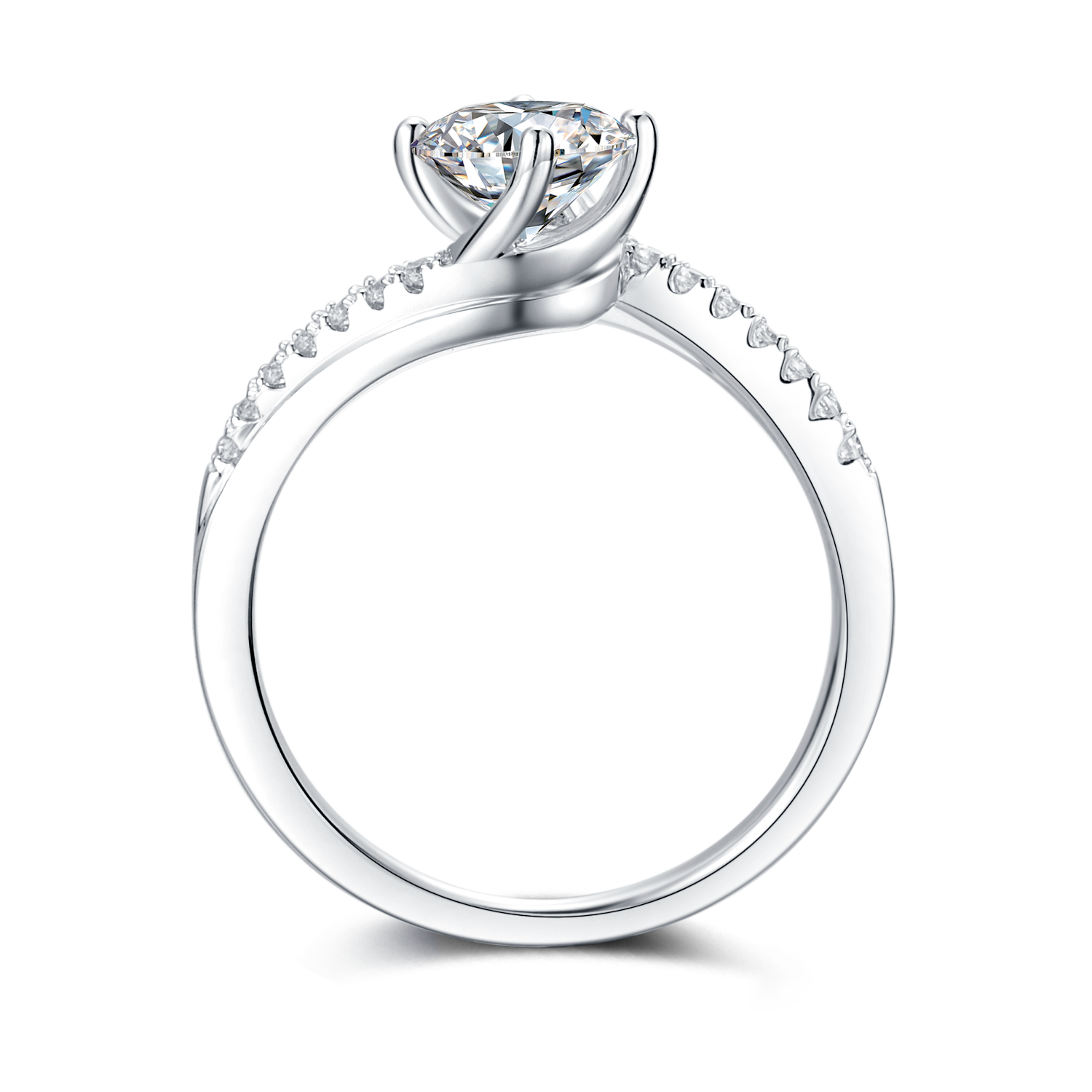 [Embrace] Twisted Arm Micro-paved 1 carat D Color Moissanite Ring in Sterling Silver