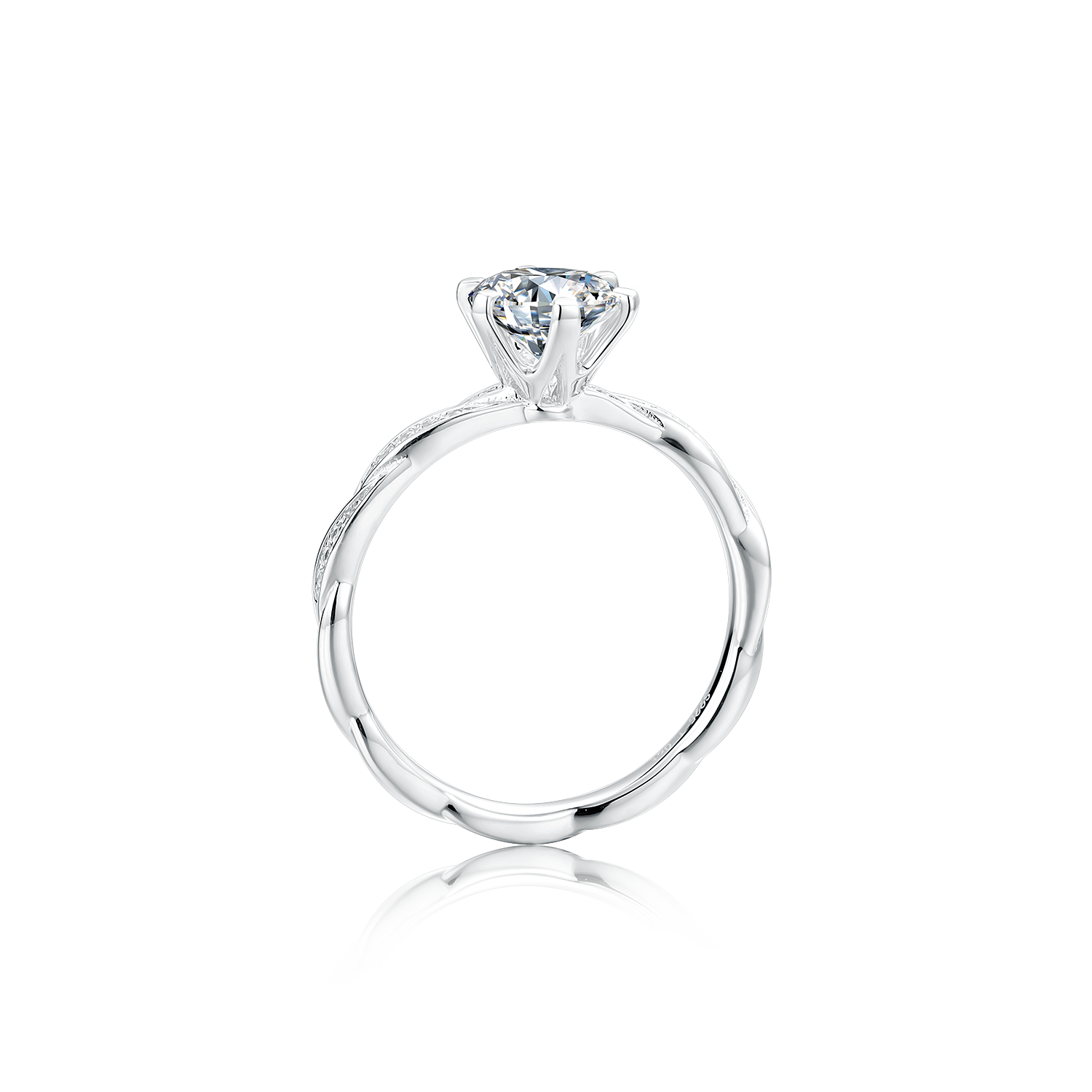 [Unity] Straight Arm twisted pave 1 carat D Color Moissanite Ring in Sterling Silver
