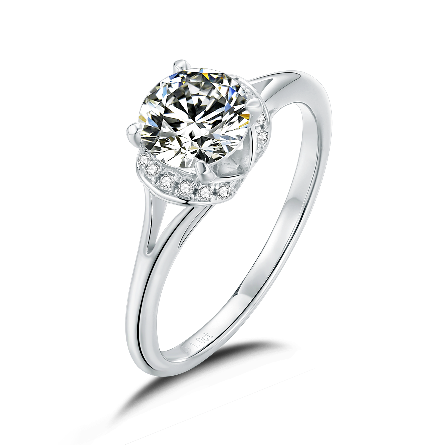[Everlasting Love] Straight Arm Luxury Pavé 1 carat D Color Moissanite Ring in Sterling Silver