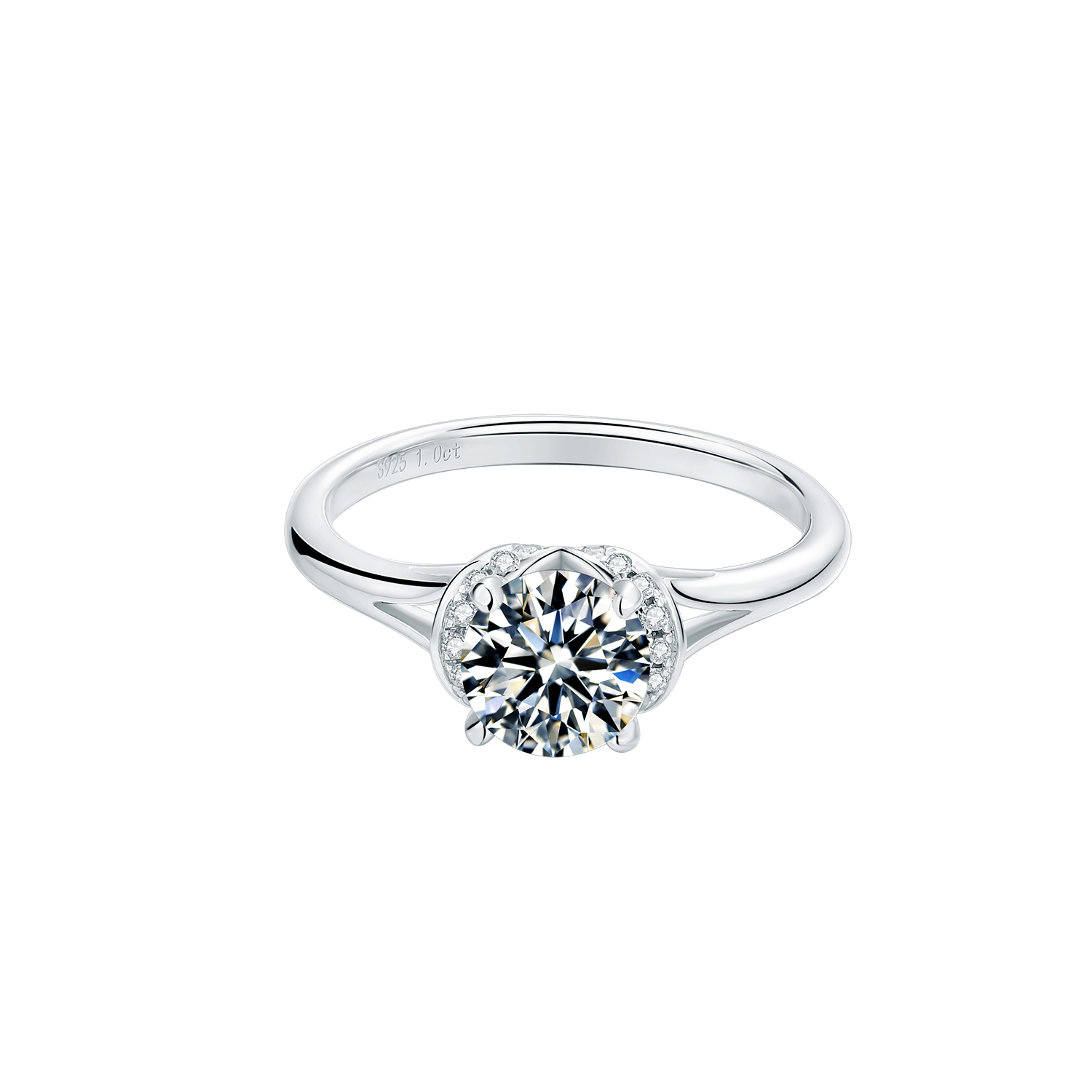[Everlasting Love] Straight Arm Luxury Pavé 1 carat D Color Moissanite Ring in Sterling Silver