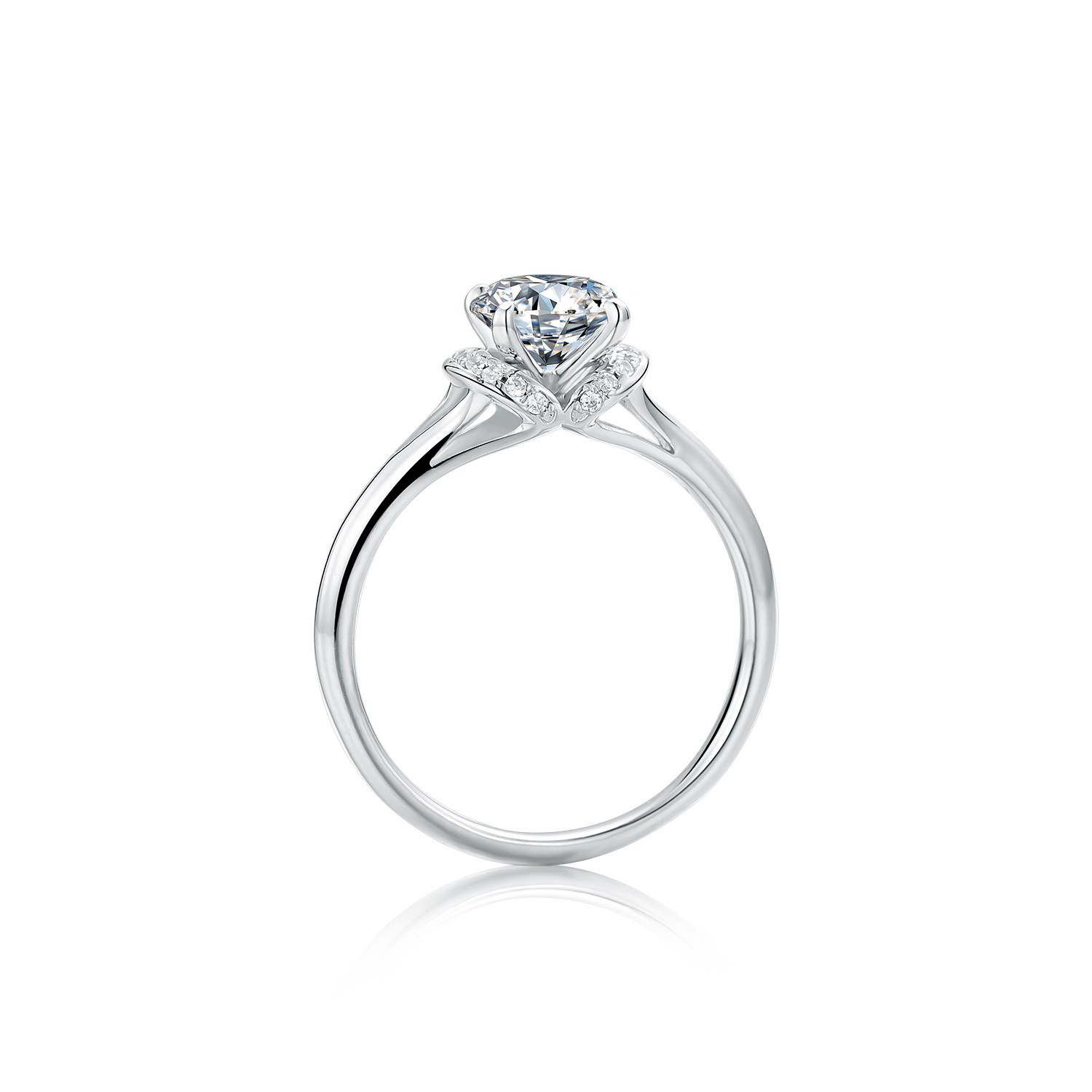 [Everlasting Love] Straight Arm Luxury Pavé 1 carat D Color Moissanite Ring in Sterling Silver