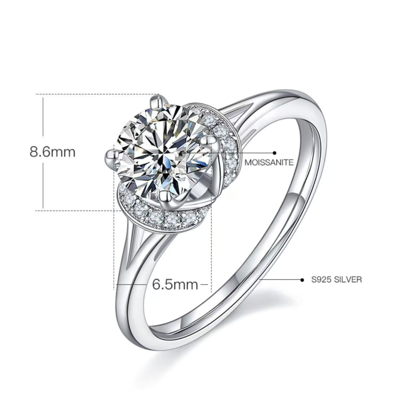 [Everlasting Love] Straight Arm Luxury Pavé 1 carat D Color Moissanite Ring in Sterling Silver