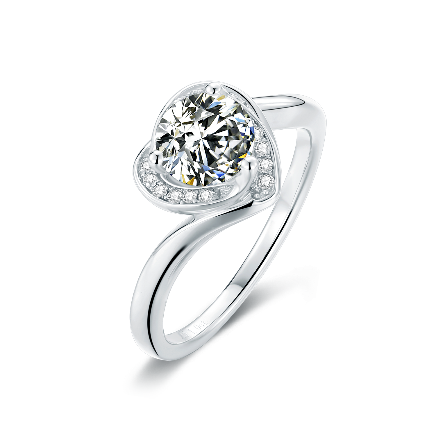 [Pleasure] Twisted Arm Heart-sharped 1 carat D Color Moissanite Ring in Sterling Silver
