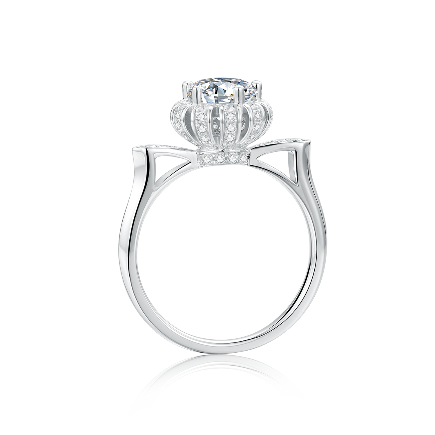 [Excellence] Straight Arm 1 carat D Color Moissanite Ring in Sterling Silver