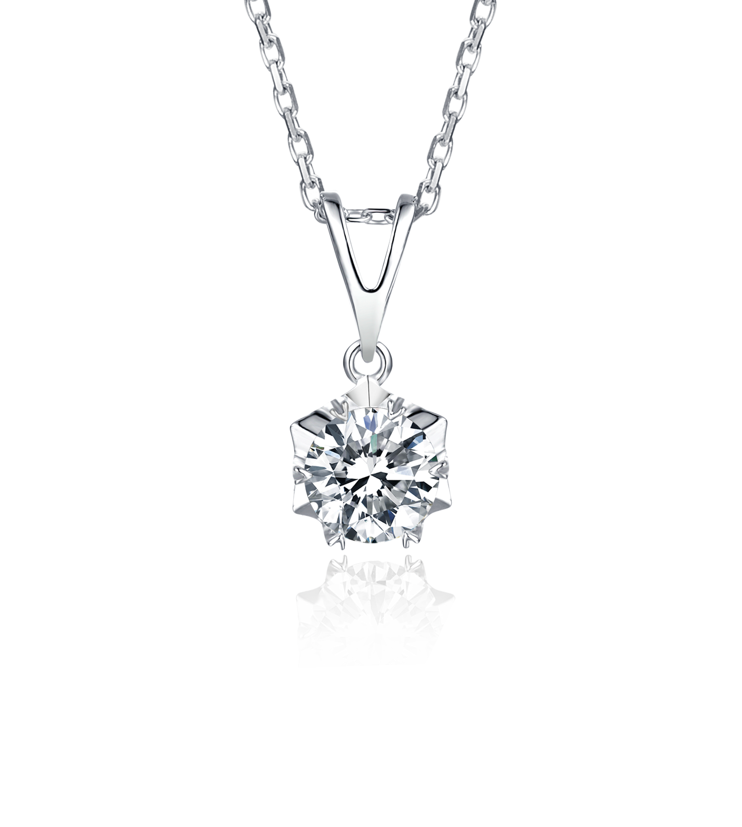 [Classic Snowflake] Moissanite Necklace in Sterling Silver