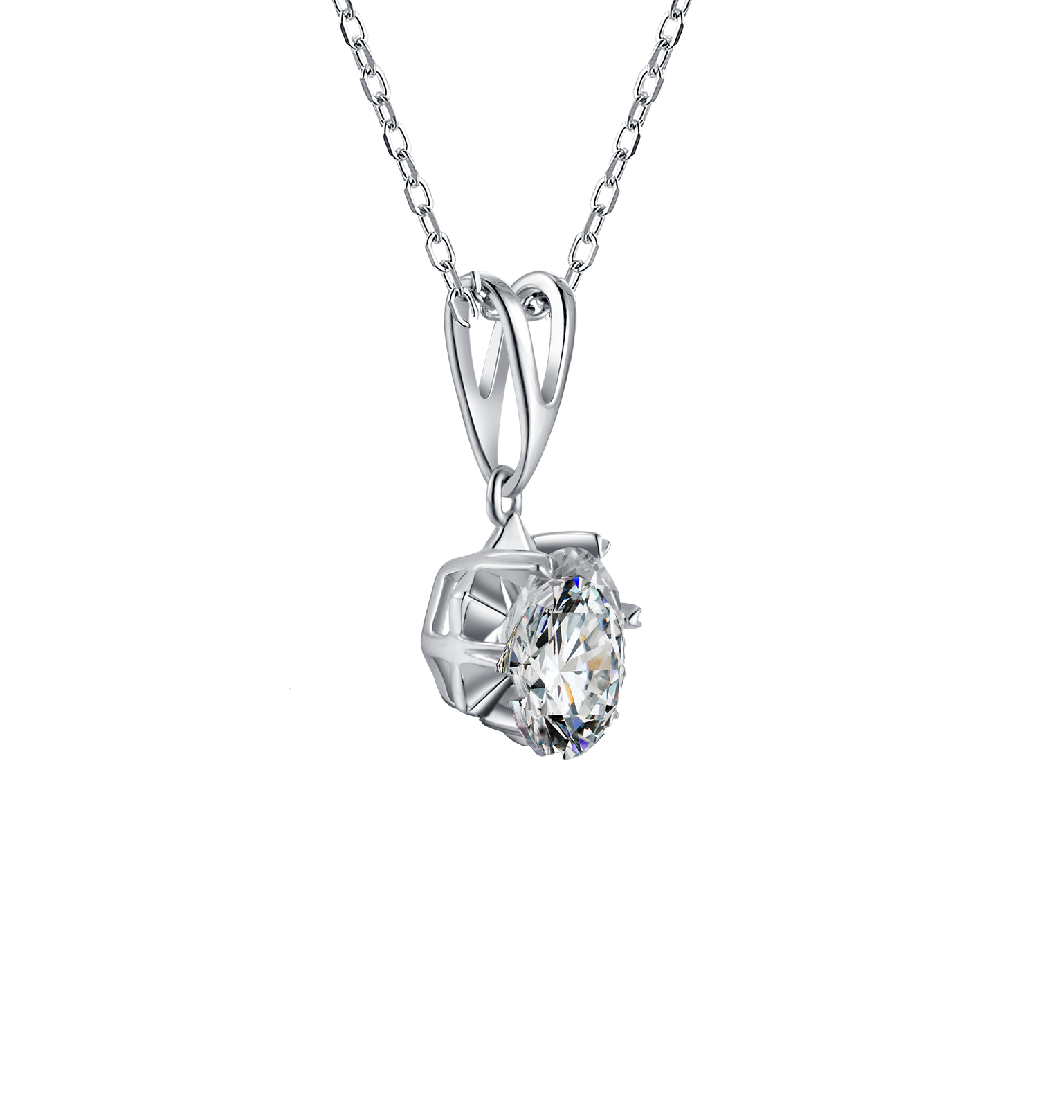 [Classic Snowflake] Moissanite Necklace in Sterling Silver