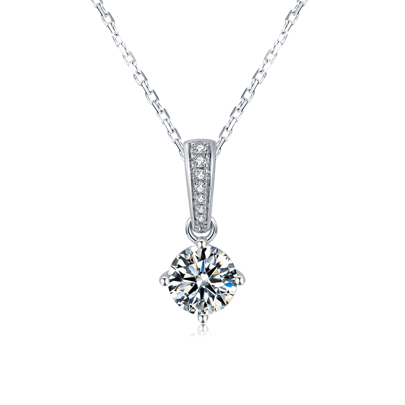 [Classic Four-claws] Moissanite Necklace in Sterling Silver